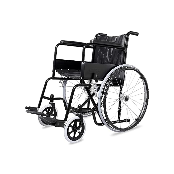 Basic Steel Wheelchair Black for Disabled and Elderly