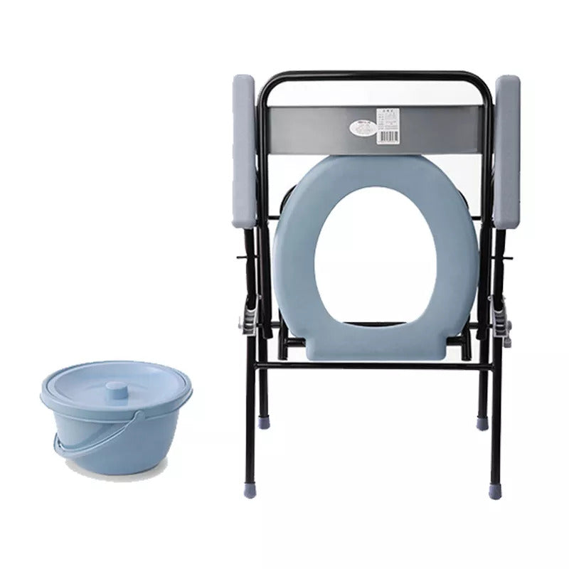 Basic Folding Commode Chair with Removable Basket and Armrest